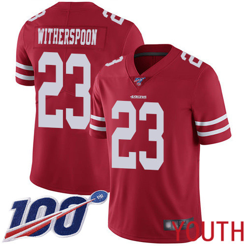 San Francisco 49ers Limited Red Youth Ahkello Witherspoon Home NFL Jersey #23 100th->san francisco 49ers->NFL Jersey